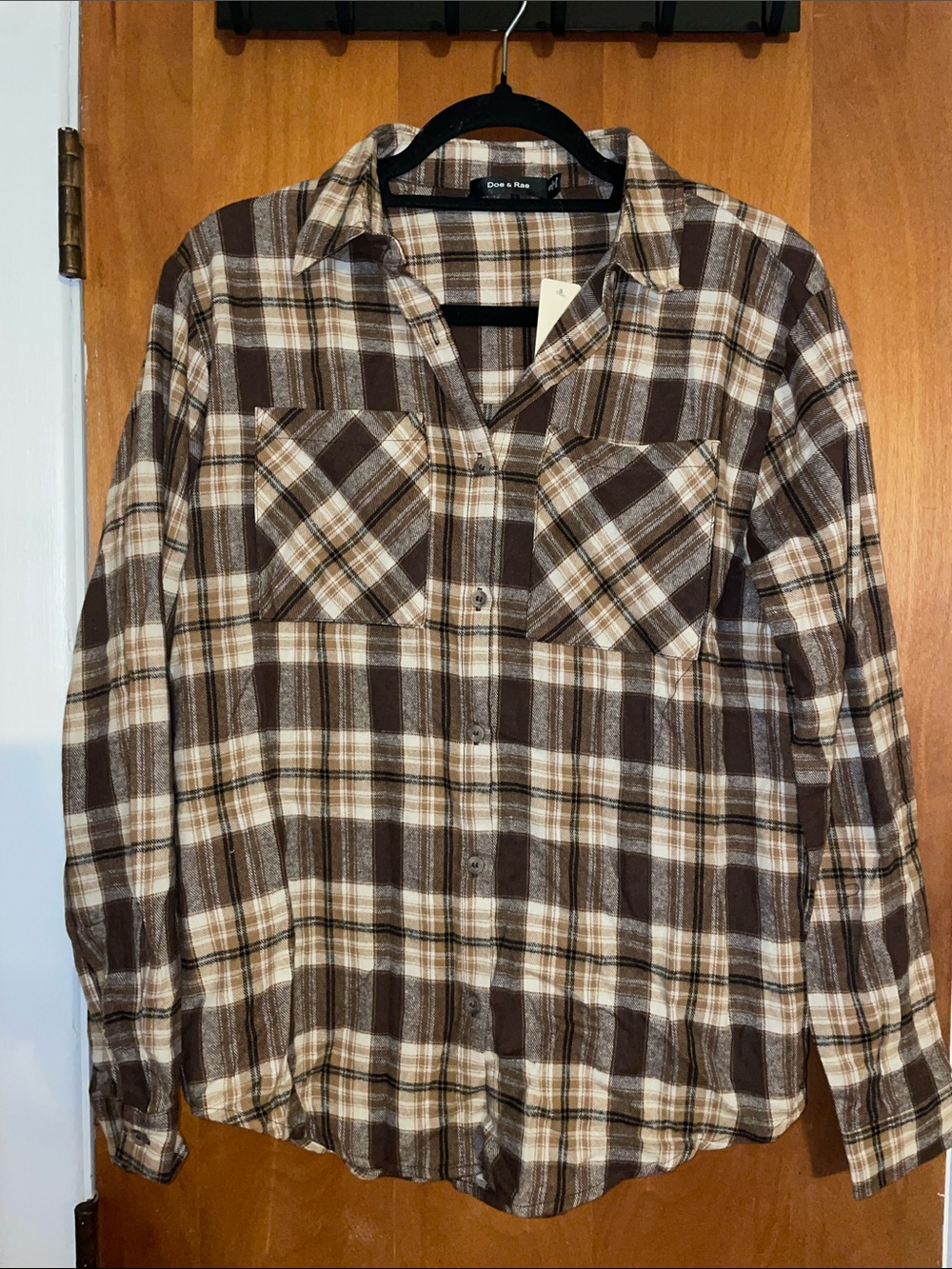 Doe & Rae Brown and Cream Plaid Button-Front Shirt